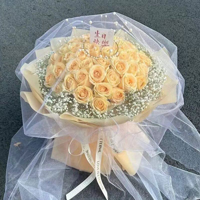 六安52朵香槟玫瑰满天星，你就是我的全部