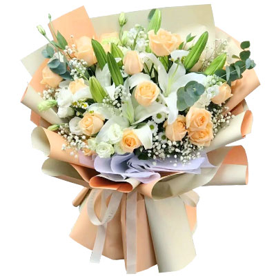 六安19朵香槟玫瑰百合，你是我的真爱